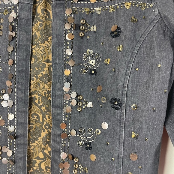 Coldwater Creek small Denim Bead Sequin Jacket - Picture 3 of 6